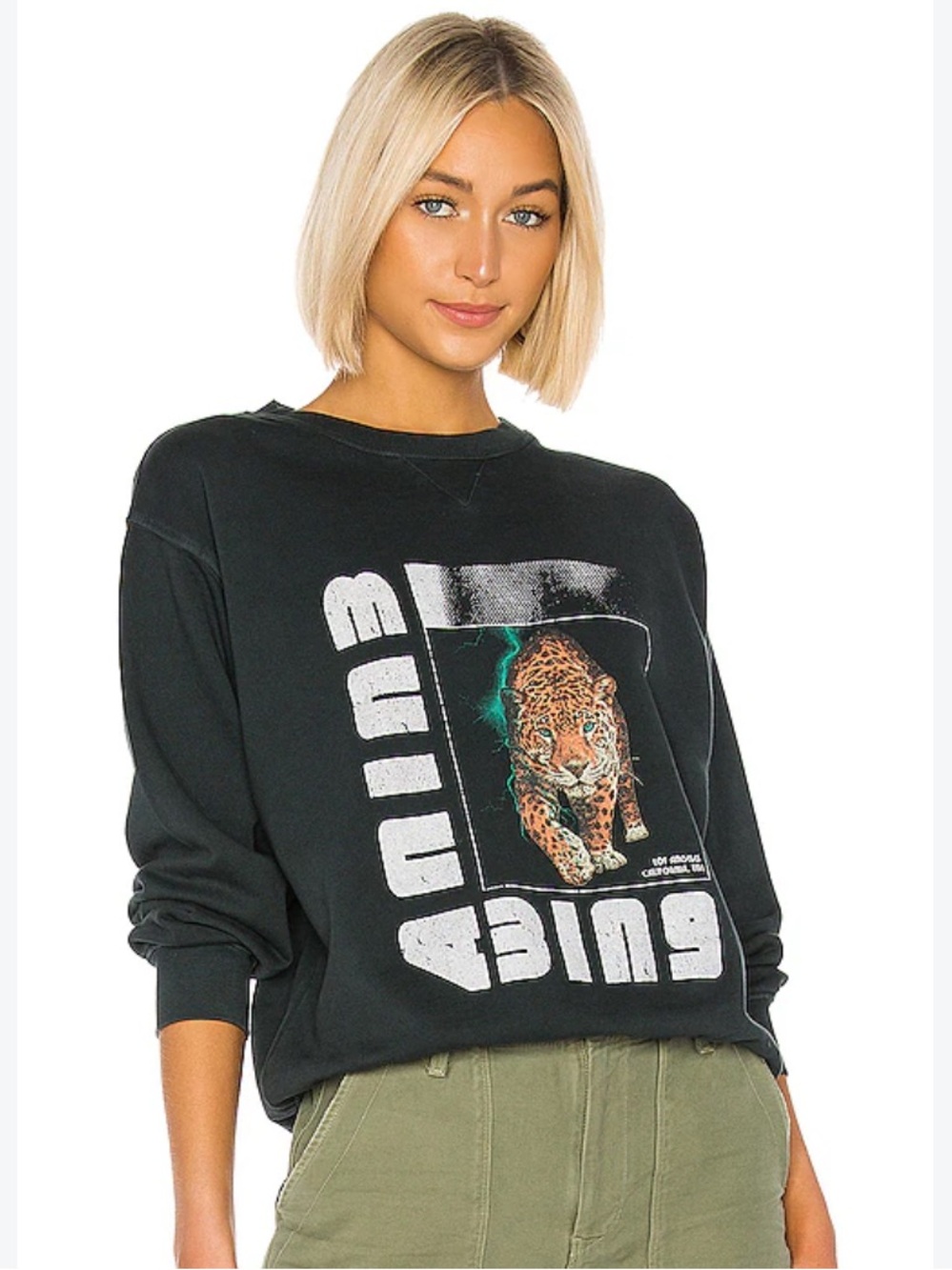 Anine Bing Wild Cat Bing Sweatshirt in Black Size Small NEW RARE